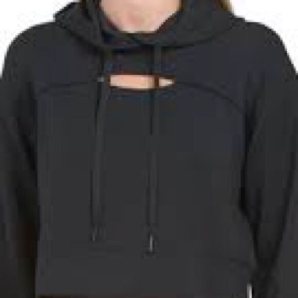 90 degrees soft light scuba Zoe cropped hoodie Black Women's Top - Picture 3 of 4